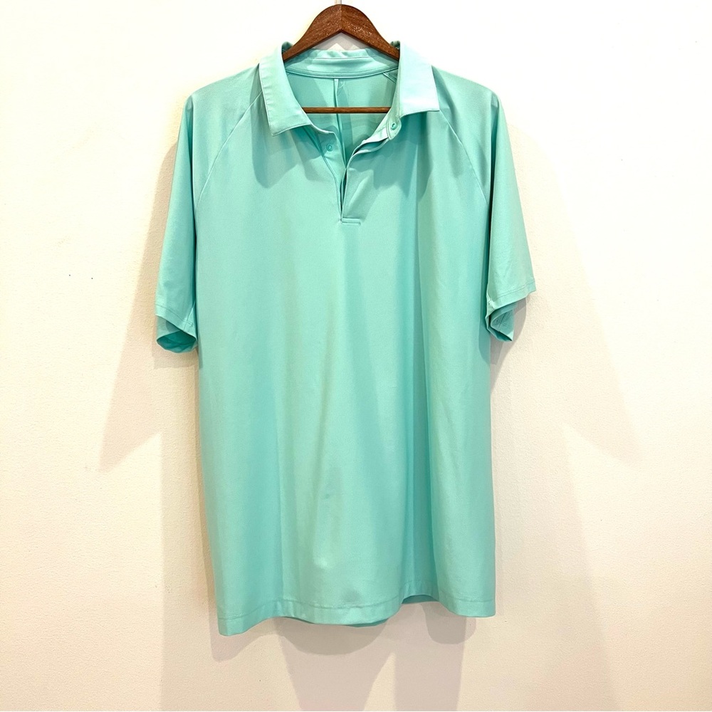 Lululemon Mens Snap Front Performance Short Sleeve Polo Shirt XXL Mint Green